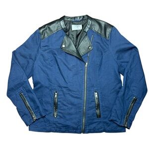 Ruff Hewn Blue and Black Bomber Jacket Lightweight Athletic Style